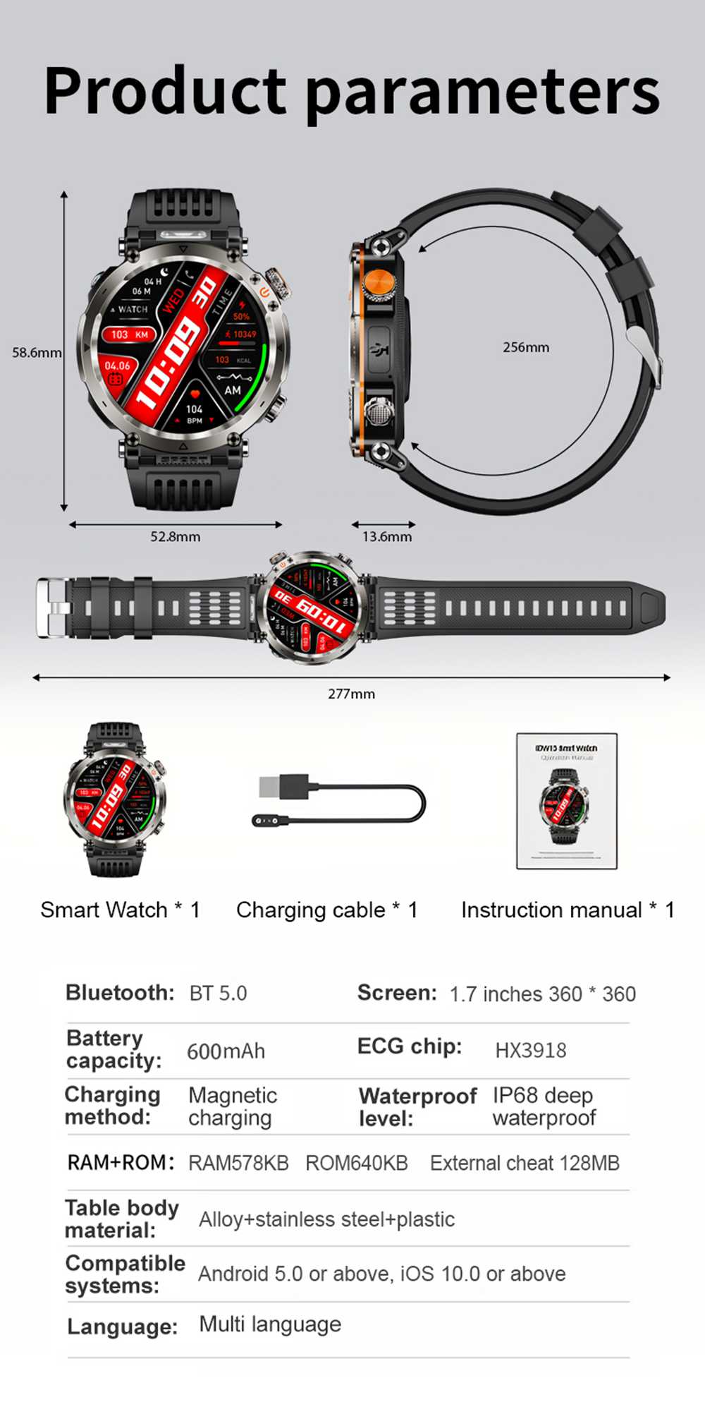 IP68 waterproof sports watch