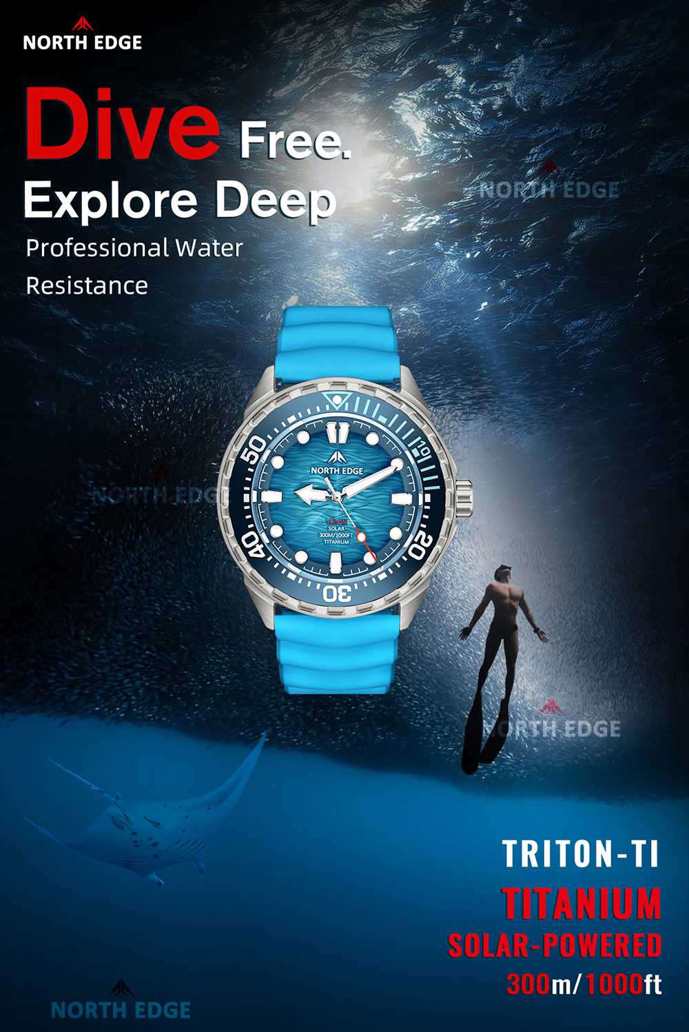 Titanium solar powered dive watch