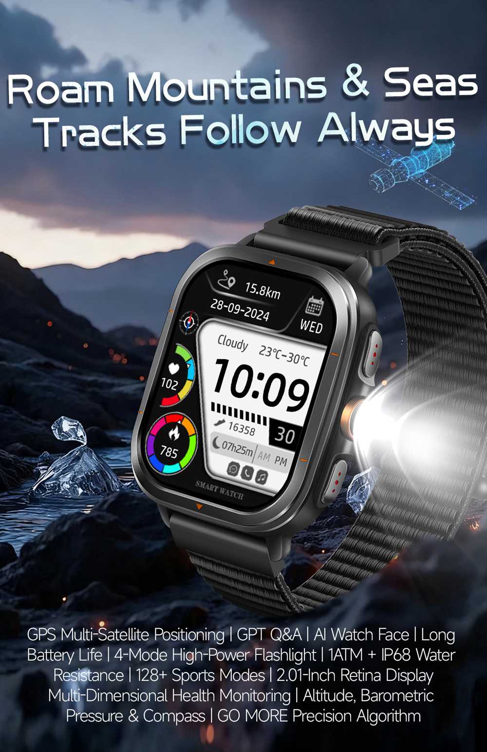 GPS outdoor sports smart watch tracking