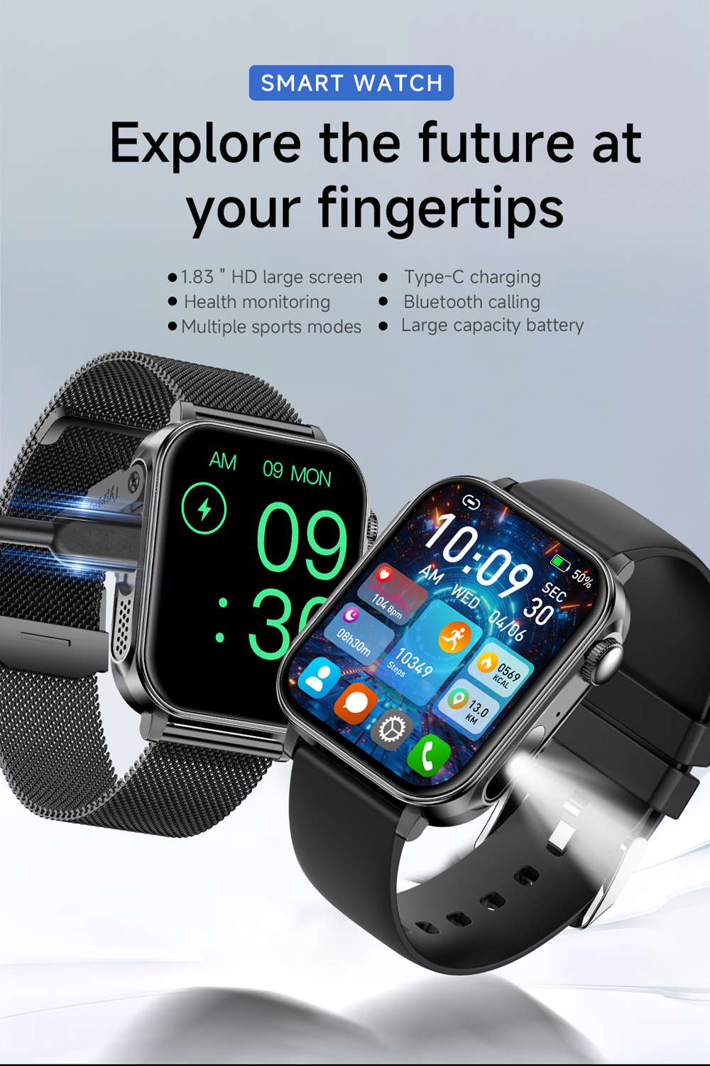 Large HD screen bluetooth calling smartwatch