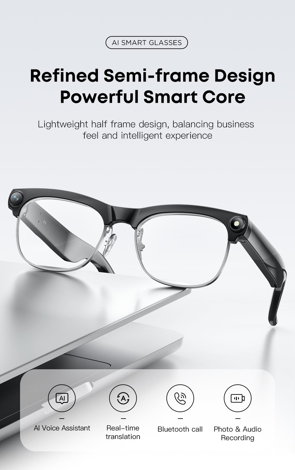 Smart Lightweight HD Camera Glasses